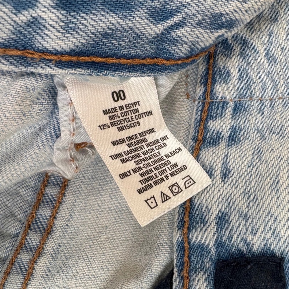 Aeropostale 90s Baggy Distressed High Waisted Denim Shorts Light Wash Blue 00 - Picture 4 of 4